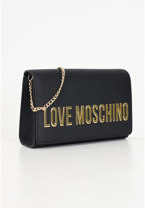 Borsa a tracolla nera da donna con logo metallico LOVE MOSCHINO | JC4103PP1LKD0000